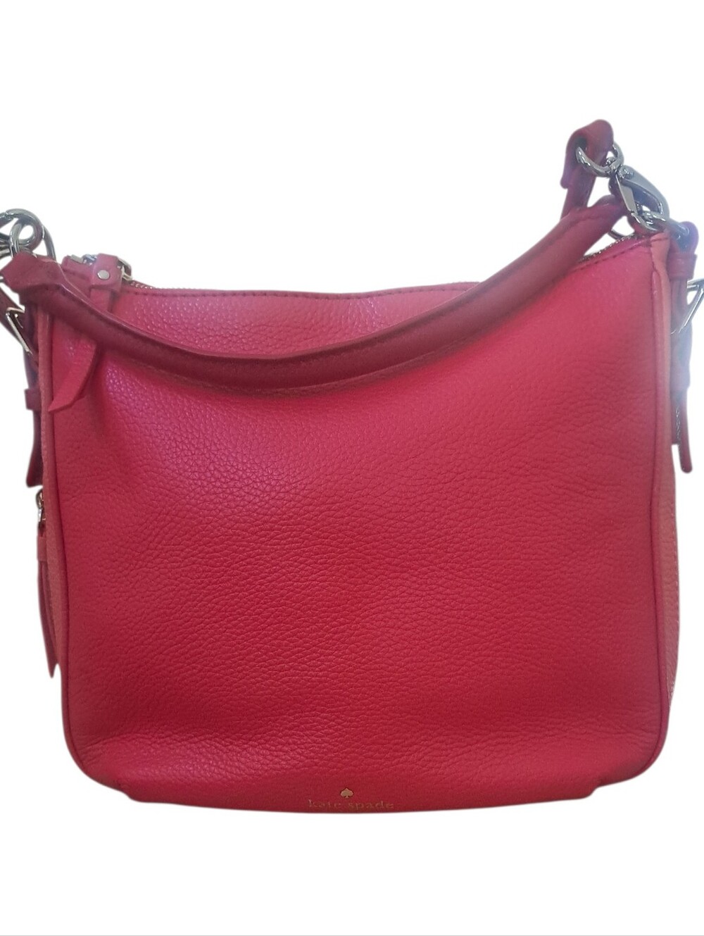 Kate Spade New York Vibrant Pink Pebbled Leather Hobo Crossbody Bag